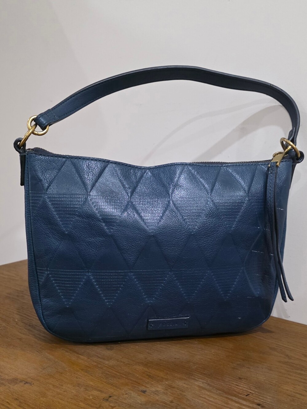 Like new! Fossil Navy Blue Quilted Leather Shoulder Bag